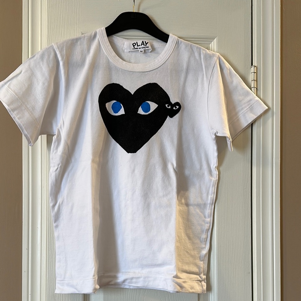 Women’s White T-Shirt with Black Heart Design
